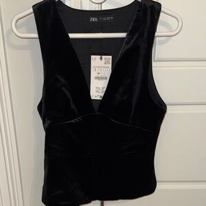 Zara Black Velvet Top